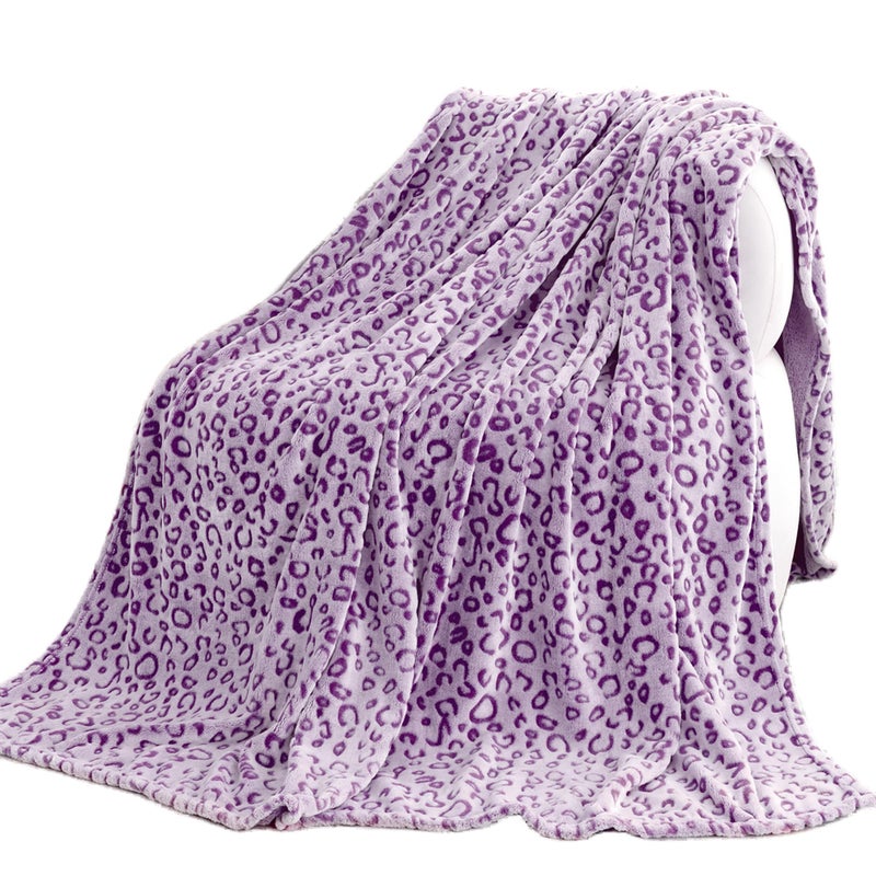 MIBOI Purple Leopard Print Blanket Warm Blanket Purple Lightweight Blanket Soft Throw Blankets for Bed Couch Bedroom - Image 1